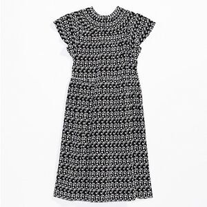NWT Loft Eyelet Yoke Maternity Swing Dress Smocked Black White Medium